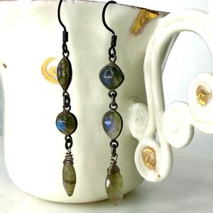 Labradorite Long Drop Earrings